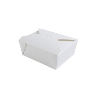 Food-Box aus Karton, PE-beschichtet, 1150 ml, 17 x 13,7  x 6,4 cm, wei&szlig;