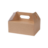 Gebäck-Box, Karton, Tragegriff, faltbar, braunbraun, 200x130x90mm