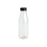 rPET Trinkflaschen, 500ml, schwarzer Deckel, Transparent
