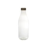 rPET Trinkflaschen, 1000ml, weißer Deckel, Transparent