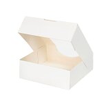 Geb&auml;ck- &amp; Sushi-Box, Karton, PLA-Sichtfenster, wei&szlig;, 600 ml, 12 x 11,7 x 4 cm