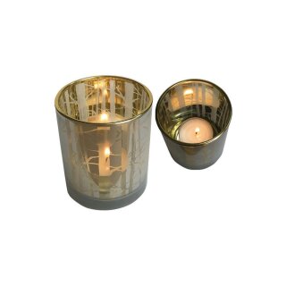 Teelichthalter Glas Bambus, 9,5x12,5cm, 12Stk.VE