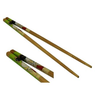 Essst&auml;bchen aus Bambus, mit &quot;Geisha&quot; Motiv, Mehrweg, 24 cm, braun