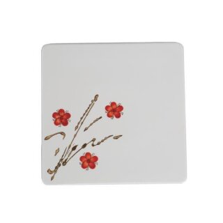 Sushi Teller, "Rote Blüten", quadratisch, 22,2 x 22,2 cm