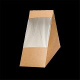 Sandwichboxen aus Pappe, Sichtfenster aus PLA, 12,3 x 8,2 x 12,3 cm, braun