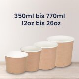 BIO Papp-Suppenbecher, 350ml/12oz, Ø90mm, Kraft-Braun
