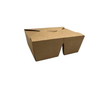 Karton-Menübox, PE-Beschichtung, 2-geteilt, 170x140x65mm, Kraft-Braun