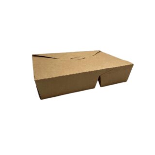Karton-Menübox, PE-Beschichtung, 2-geteilt, 210x155x50mm, Kraft-Braun